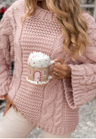 Pleciony Pullover oversize z wełną Days Are Short Puderrosa