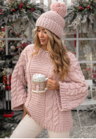 Oversize-Strickpullover aus Wolle Days Are Short Puderrosa