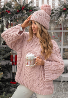 Pleciony Pullover oversize z wełną Days Are Short Puderrosa