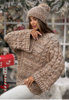 Pleciony Pullover oversize z wełną Days Are Short Beige-Schokoladenbraun