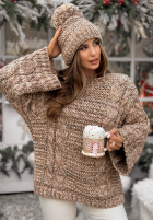 Pleciony Pullover oversize z wełną Days Are Short Beige-Schokoladenbraun