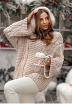 Oversize-Strickpullover aus Wolle Days Are Short hellbeige