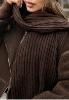 Prążkowany Set Mütze i szalik z kaszmirem Snow Dates Schokoladenbraun