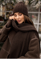 Prążkowany Set Mütze i szalik z kaszmirem Snow Dates Schokoladenbraun