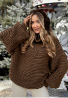 Pleciony Pullover z wełną Winter Is In The Air Schokoladenbraun