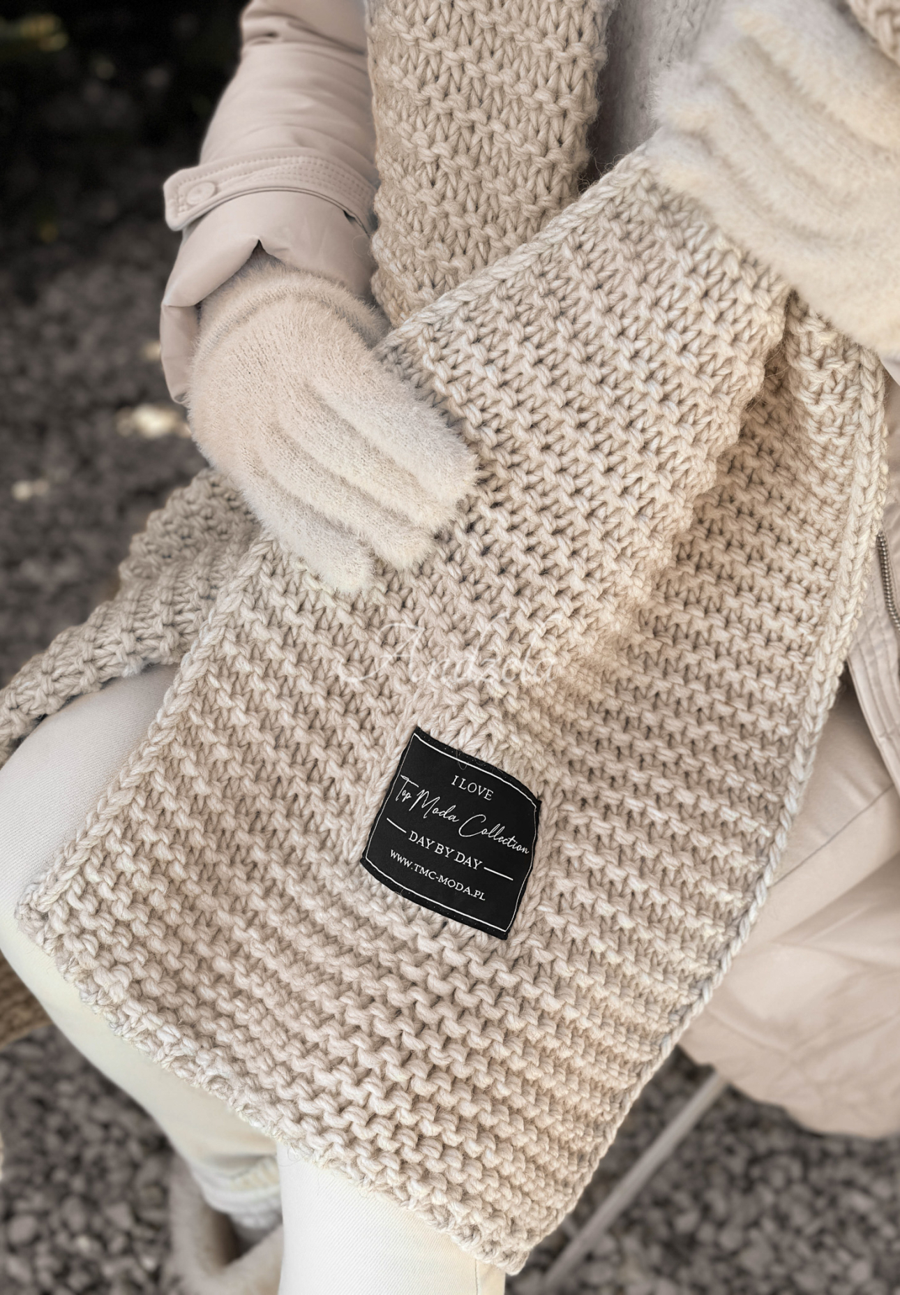 Set Mütze und Schal aus Wolle Best Winter Days Beige