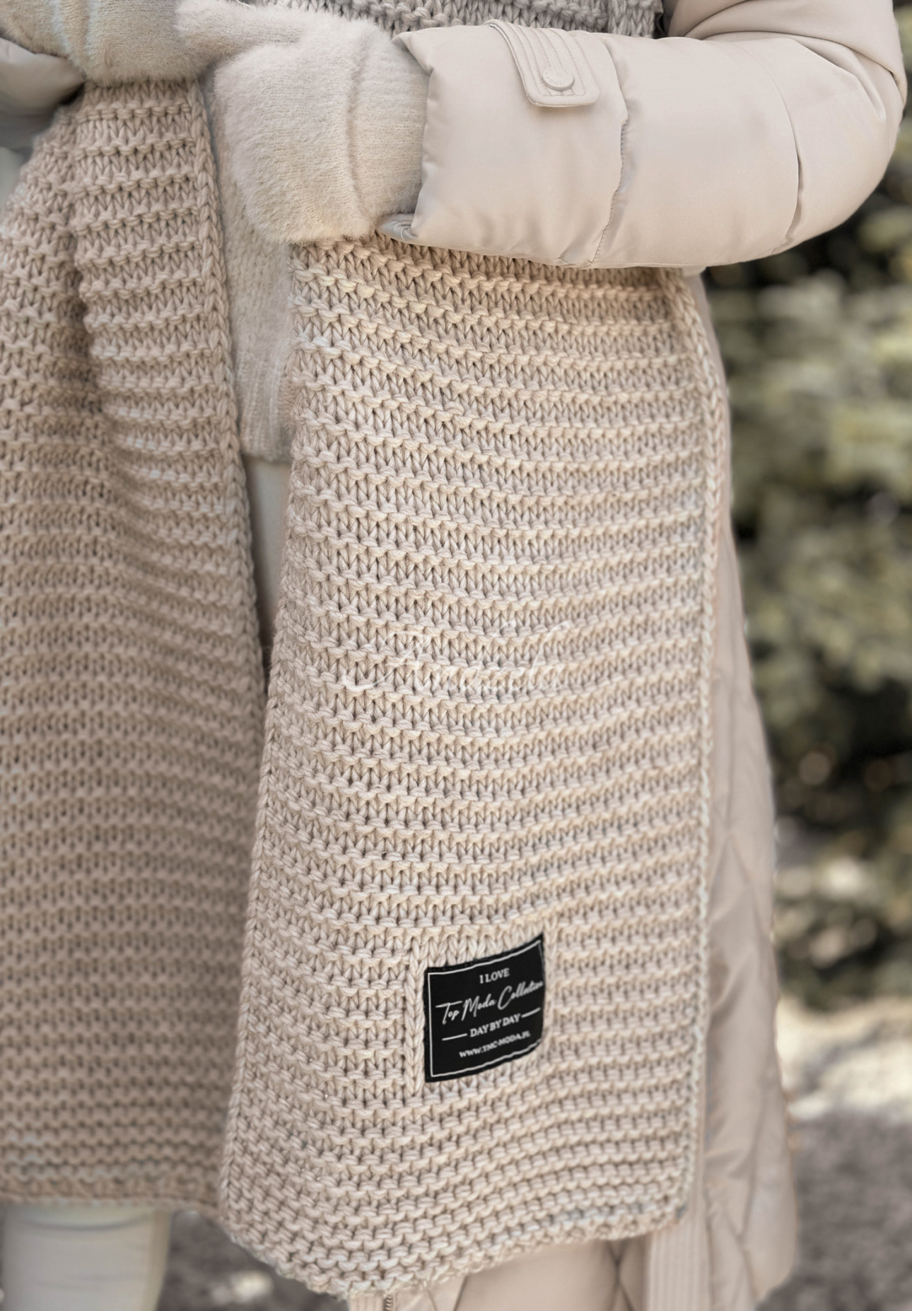 Set Mütze und Schal aus Wolle Best Winter Days Beige