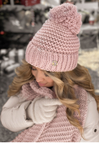 Set Mütze, szalik, Handschuhe 3in1 Best Winter Days Beige Puderrosa