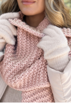 Set Mütze, szalik, Handschuhe 3in1 Best Winter Days Beige Puderrosa