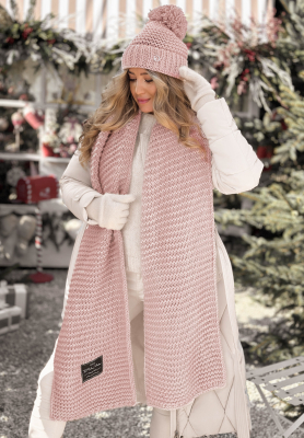 Set Mütze und Schal aus Wolle Best Winter Days Puderrosa