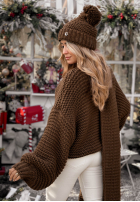 Pleciony Pullover z wełną Winter Is Calling Schokoladenbraun