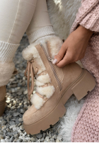 zamszowe Stiefeletten śniegowce z futerkiem Fall Of Snow Beige