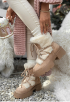 zamszowe Stiefeletten śniegowce z futerkiem Fall Of Snow Beige