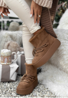 Krótkie zamszowe śniegowce ze sznurowaniem Cold As Ice Camel