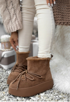 Krótkie zamszowe śniegowce ze sznurowaniem Cold As Ice Camel