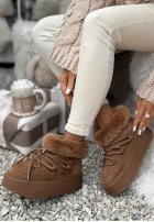 Krótkie zamszowe śniegowce ze sznurowaniem Cold As Ice Camel