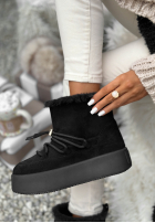 Krótkie zamszowe śniegowce ze sznurowaniem Cold As Ice Schwarz