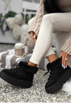 Krótkie zamszowe śniegowce ze sznurowaniem Cold As Ice Schwarz