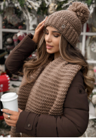 Set Mütze, szalik, Handschuhe z wełną 3in1 Best Winter Days Mokkafarben