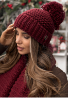 Set Mütze, szalik, Handschuhe 3in1 Best Winter Days Burgunderrot