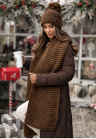 Set Mütze und Schal aus Wolle Best Winter Days Schokoladenbraun