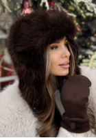 Futrzana Mütze uszatka Winter Bear Schokoladenbraun