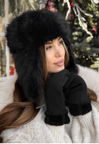 Futrzana Mütze uszatka Winter Bear Schwarz