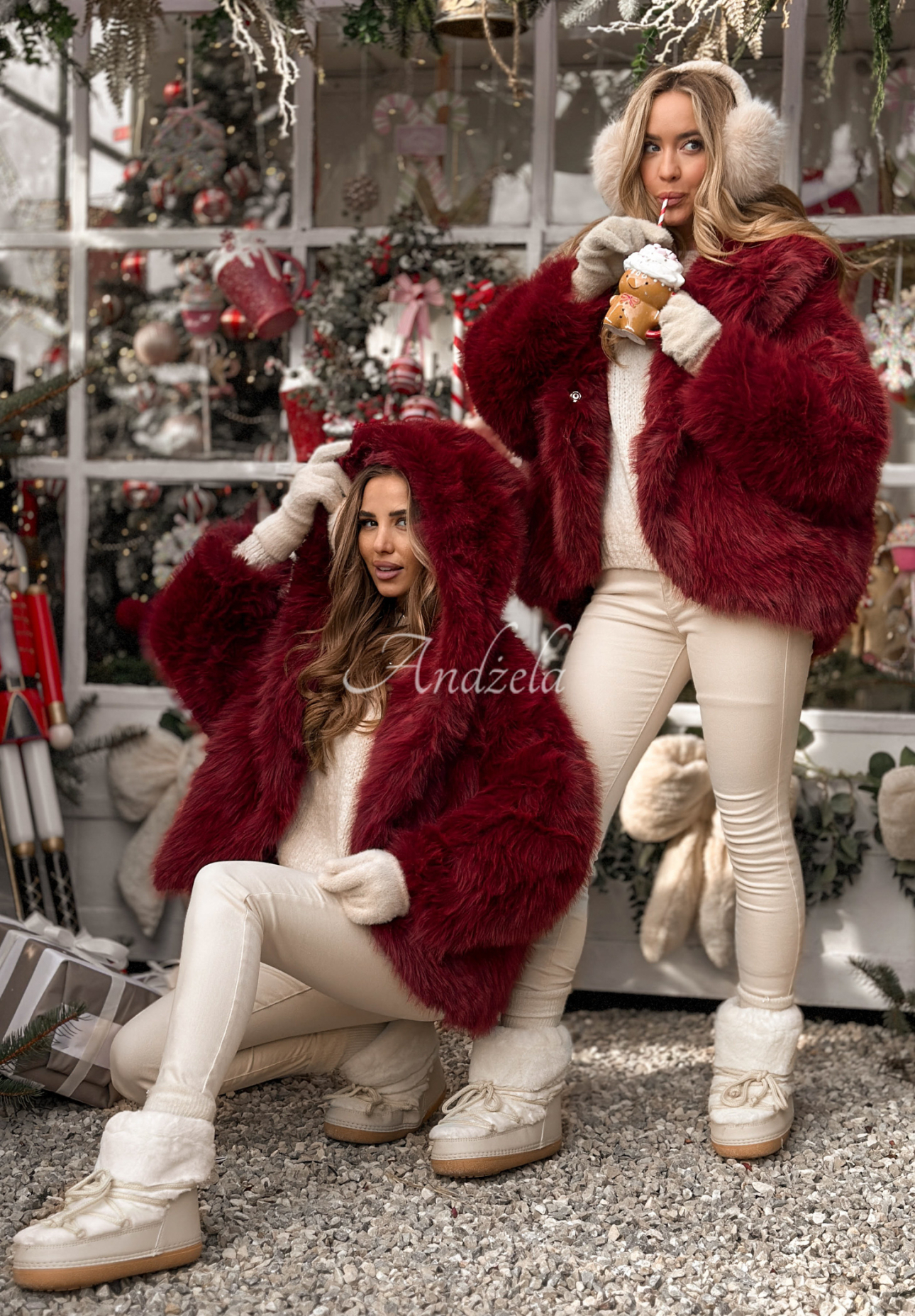 Kurze Pelzjacke Rainy Mood Burgund