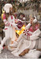 Wzorzysty sweterek Christmas Mission czerwono-Weiß