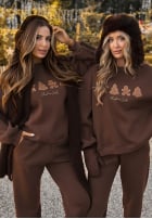 Świąteczny Sweat Set Sweatshirt i Hose Christmas Cookies Schokoladenbraun