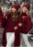 Pleciony Pullover z wełną Winter Is Calling Burgunderrot