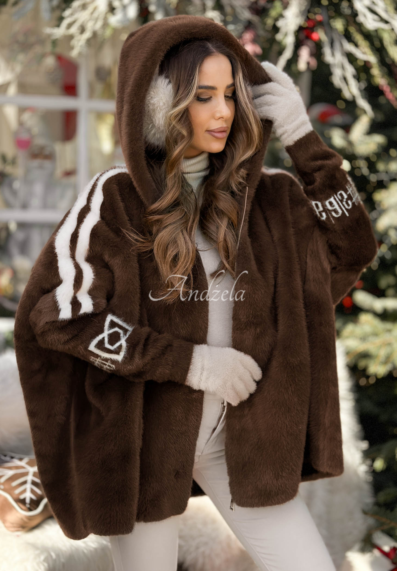 Woll-Alpaka-Jacke mit Angora Choose Me First Schokoladenbraun II