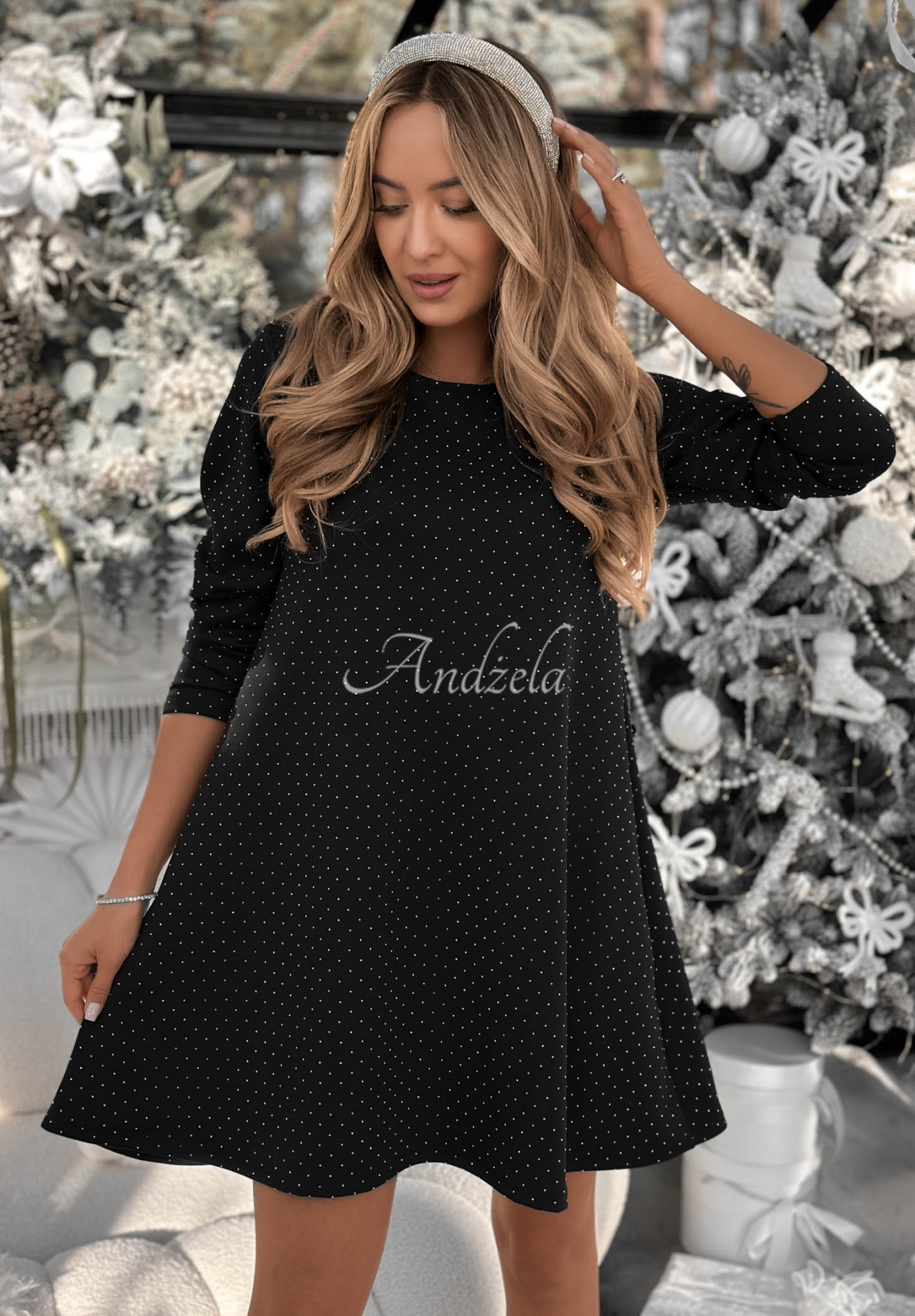 Kleid mit Kristallen Sparkle Like Stars Schwarz