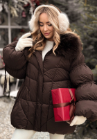 Pikowana Jacke z futerkiem Cold Without You Schokoladenbraun