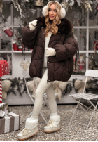 Pikowana Jacke z futerkiem Cold Without You Schokoladenbraun