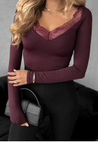 Bluse longsleeve z koronką Miss In Me Burgunderrot