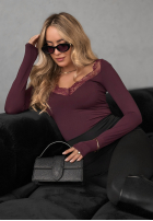 Bluse longsleeve z koronką Miss In Me Burgunderrot