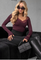 Bluse longsleeve z koronką Miss In Me Burgunderrot