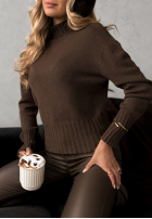 Krótki Pullover Single Snowflake Schokoladenbraun