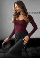 Body z dekoltem Come Over Burgund