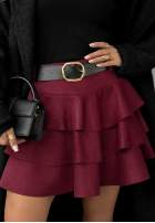 Zamszowa Kurzer Rock mini z falbankami Girly Time Burgunderrot