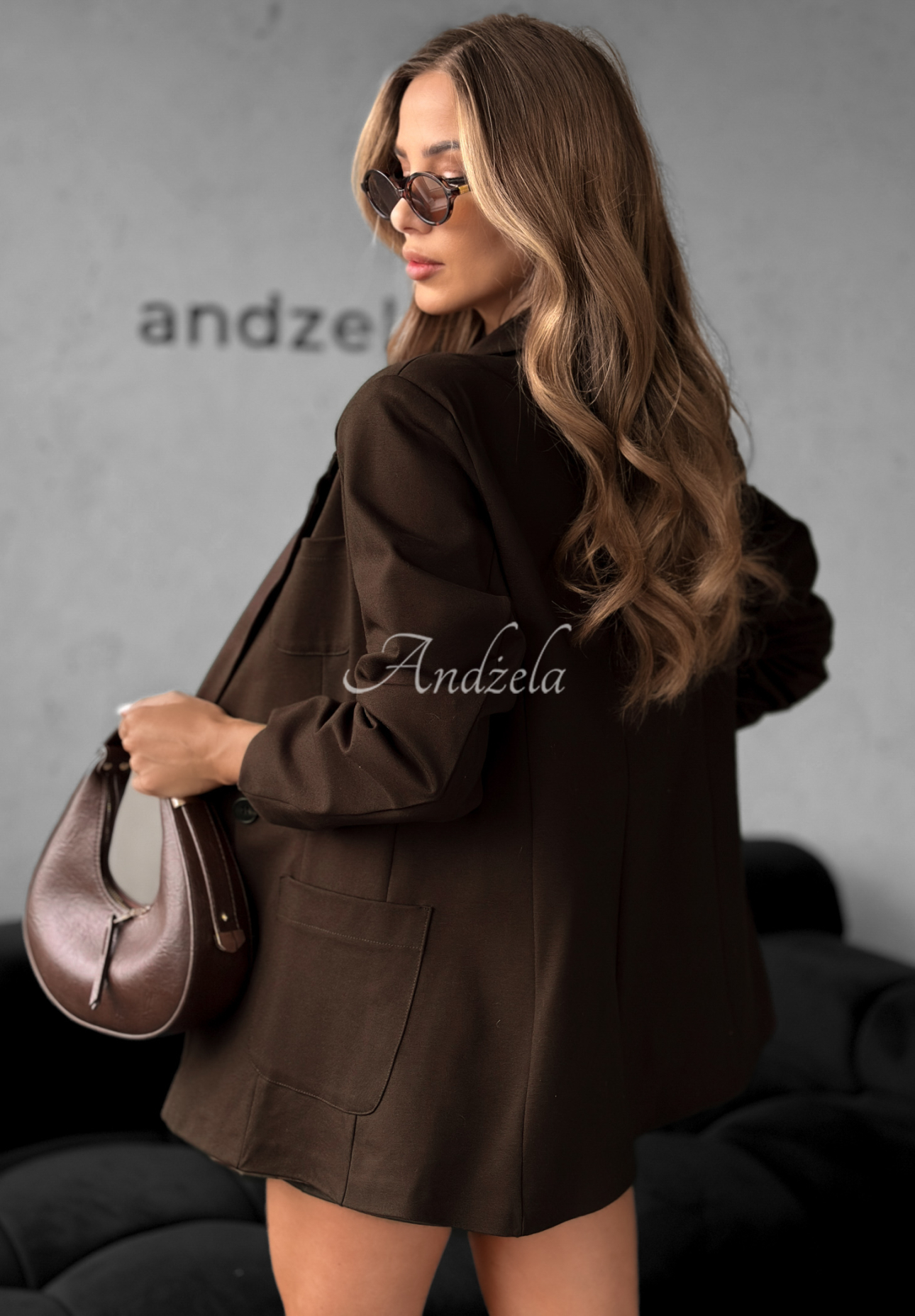 Zweireihiger Viskoseblazer mit Knöpfen Your Move Schokoladenbraun