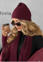 Prążkowany Set Mütze i szalik z kaszmirem Snow Dates Burgunderrot