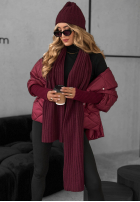 Prążkowany Set Mütze i szalik z kaszmirem Snow Dates Burgunderrot