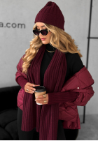 Prążkowany Set Mütze i szalik z kaszmirem Snow Dates Burgunderrot