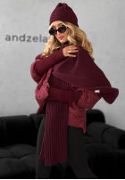 Prążkowany Set Mütze i szalik z kaszmirem Snow Dates Burgunderrot