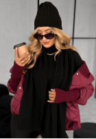 Prążkowany Set Mütze i szalik z kaszmirem Snow Dates Schwarz