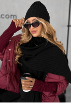 Prążkowany Set Mütze i szalik z kaszmirem Snow Dates Schwarz