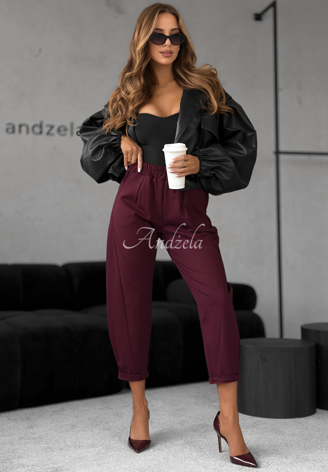 Viskosehose banana It Was Real Burgund