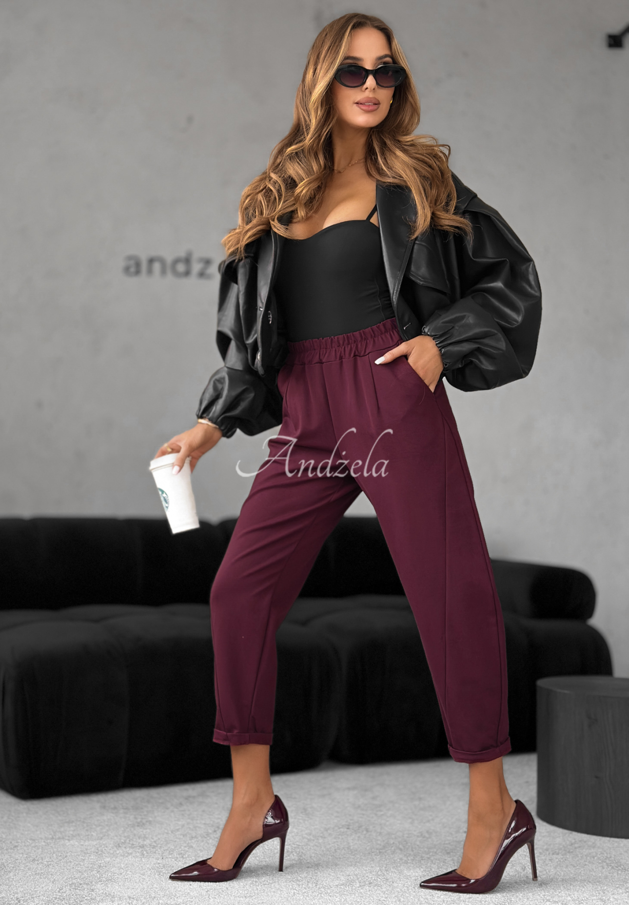 Viskosehose banana It Was Real Burgund